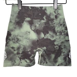 Darc Sport SHE Wolves Green Marble Seamless Scrunch Shorts Small